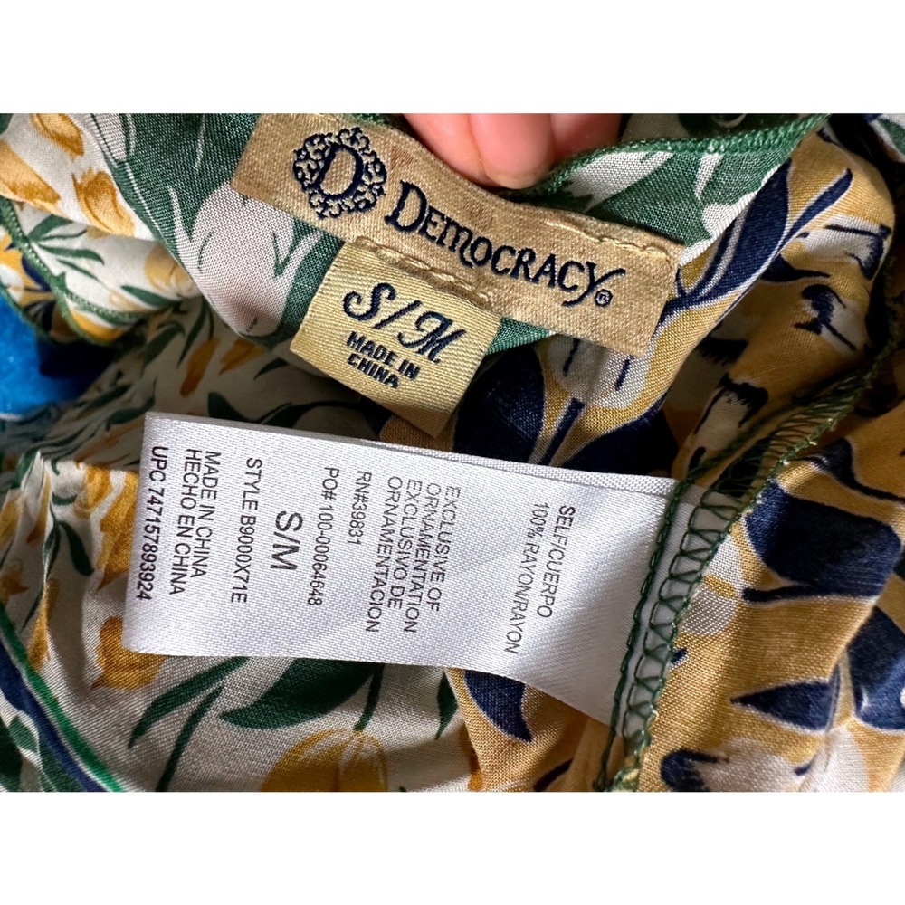 Democracy Colorful Tulip Print Kimono Cardigan Open Front Ruffle Bell Sleeve S/M - Picture 8 of 8